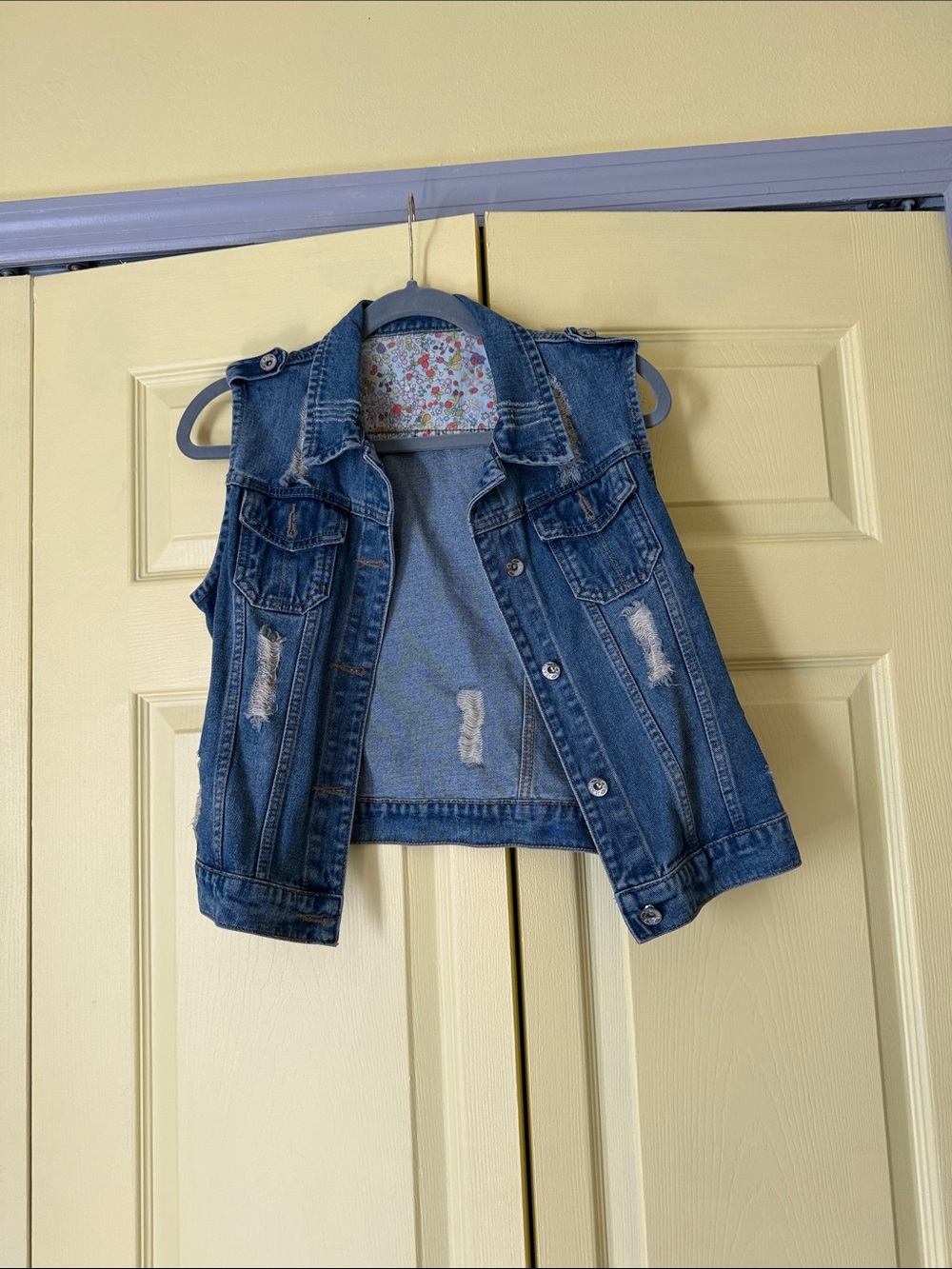 Denim Sleeveless Vest Jacket - Blue - Unbranded